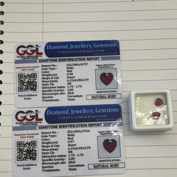 Heart-Cut Natural Ruby Gemstones - Red